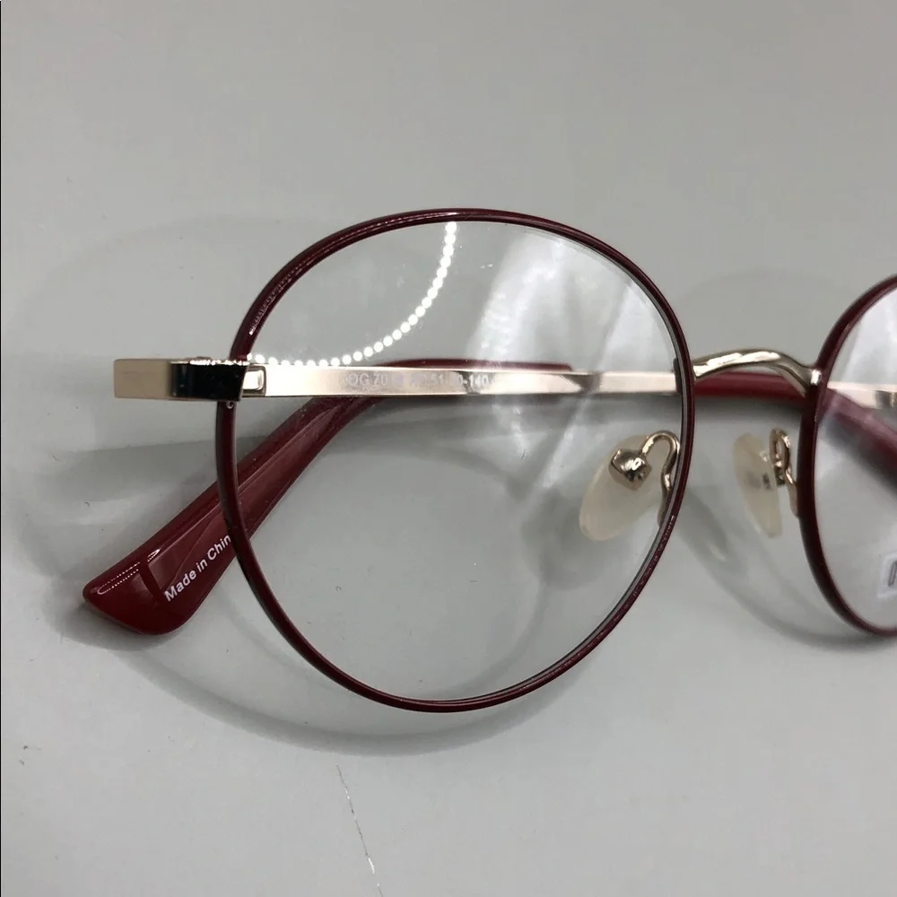 OTIS+GREY OG7016 Dark Red Gold Round Unisex Eyeglasses Demo Lens 51-20-140
